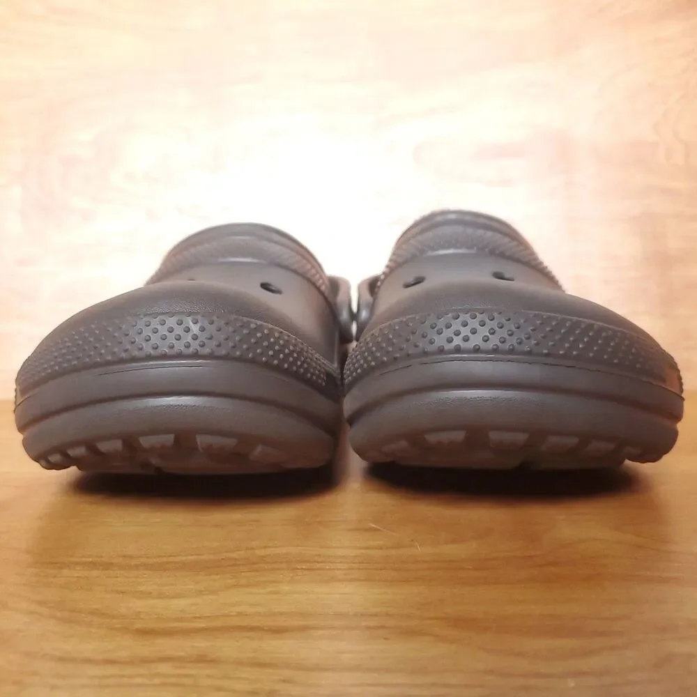 Crocs Classic Lined Clogs Mens 12 Brown Sandals Faux Fur Comfort Slip On Shoes